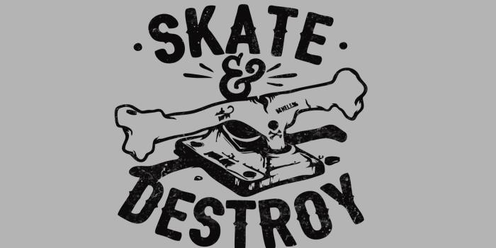 1277x800 Skate and Destroy t shirt template vector