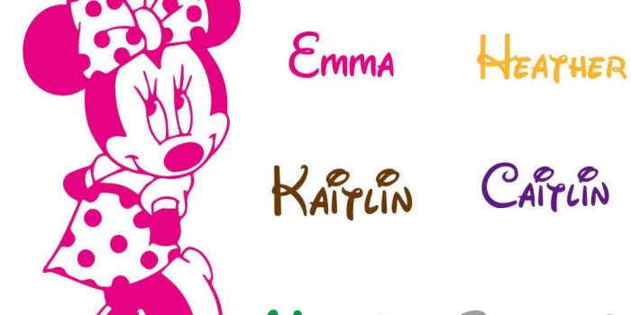 1000x1000 Lovely Minnie Mouse Custom Name Wall Decal Wallpaper For Baby Kids Girls  Room Decor bedroom Decoration Mickey Mural Sticker