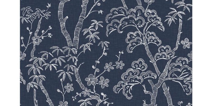 1000x1000 8 in. x 10 in. Bonsai Navy Tree Wallpaper Sample