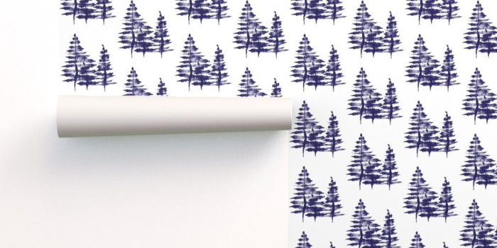 1024x1024 Ink Sketch Trees / Navy Blue on Isobar by wilderandbean | Roostery
