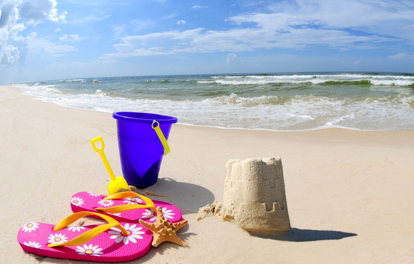 1332x850 Wallpaper beach, sea, sand, bucket, sand Castle, scoop images for