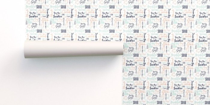 1024x1024 Peach Mint & Navy Blue Baby on Isobar by fabricbrat | Roostery Home