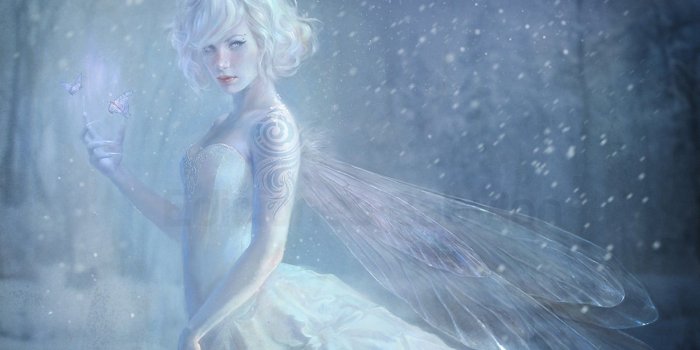 1920x1170 White haired fairy, fantasy art, fairies, tattoo, butterfly HD