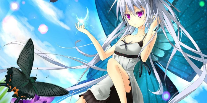 1920x1200 Girl Playing With A Butterfly - Anime Girl With Fairy Wings