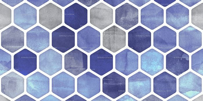 1491x2033 Royal Blue Ink - Watercolor Hexagon Pattern wallpaper - micklyn