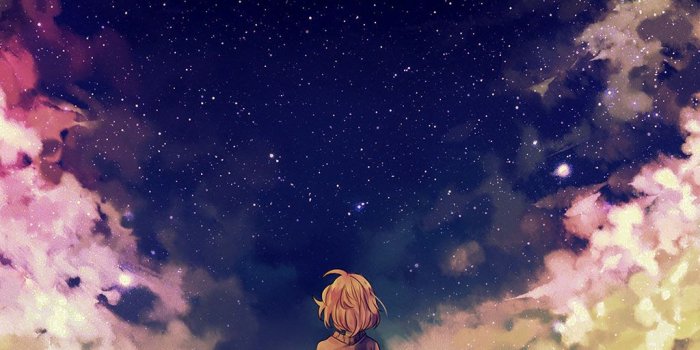 1024x1024 Wallpaper Ad65 Starry Space Illust Anime Girl Wallpaper - Aesthetic