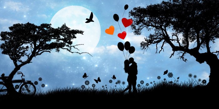 1920x1080 Valentine's Day Love Under The Moonlight ❤ 4K HD Desktop Wallpaper