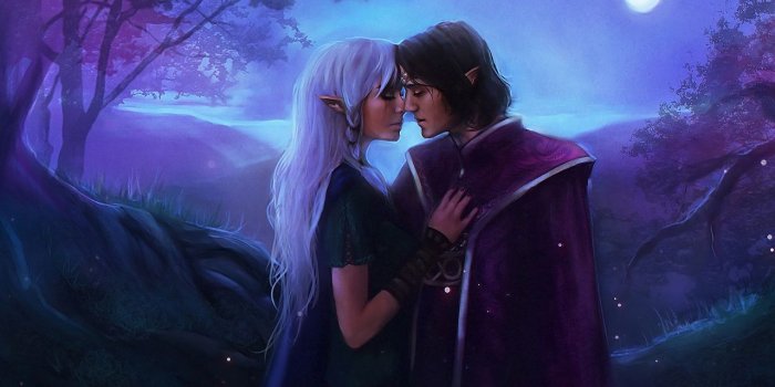 1280x800 Photo Elves lovers Love Girls Fantasy Night