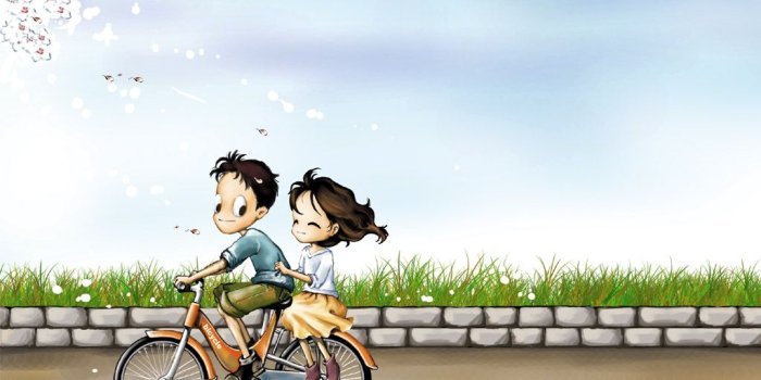 1024x768 South Korea Cartoon Couple - Animated Couple On Bike (#1168980) - HD