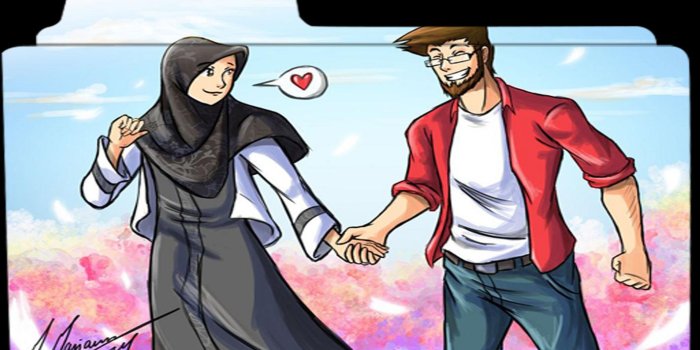 1422x800 Muslim Couple Cartoon Hd Wallpaper - cartoon wallpaper