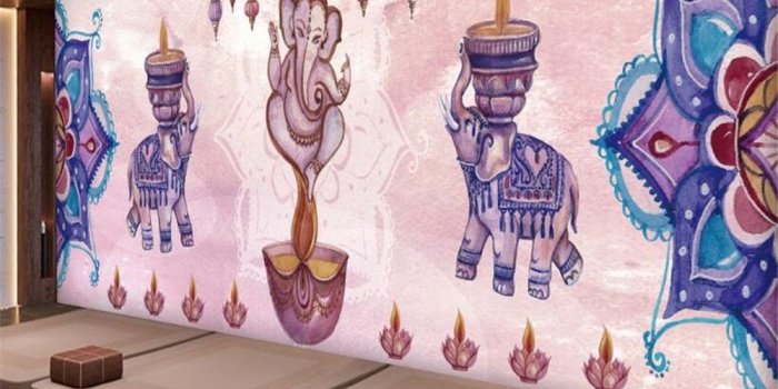 1000x800 US $9.0 40% OFF|beibehang High fashion personality Silk cloth wallpaper  hand painted aesthetic Indian personality murals wallpaper for walls 3 d-in 