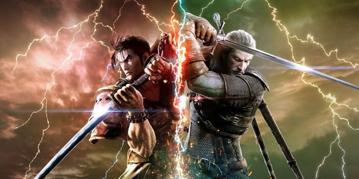 1332x850 Wallpaper battlefield, sword, game, Soul Calibur, The Witcher