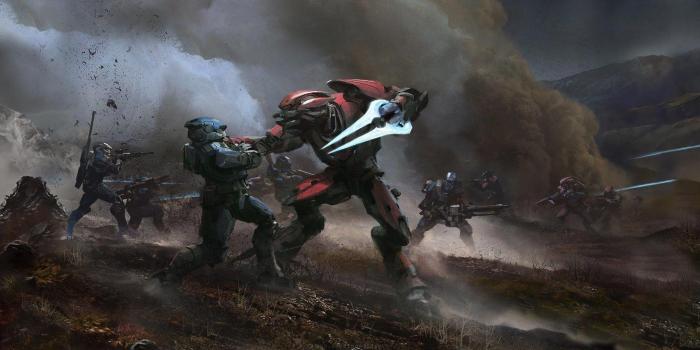 5760x1080 Another double monitor wallpaper, this time in 4K : halo