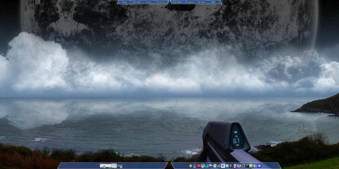 3360x1050 Halo:CE HUD dual monitor theme : Rainmeter