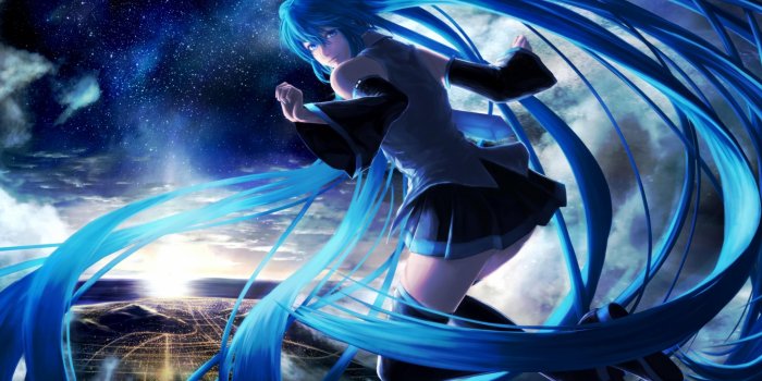 2048x1152 Hatsune Miku long blue hairs HD wallpaper download