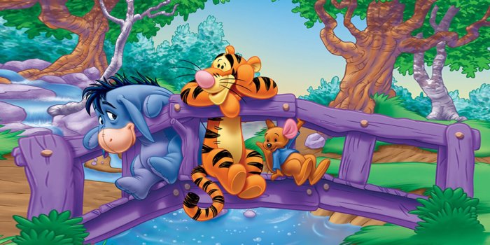 1920x1200 Eeyore Tigger And Roo Friendship River Bridge Fence Cartoon Winnie