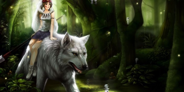 1920x1200 brunette, Short hair, Anime, Anime girls, Forest, Wolf, Princess