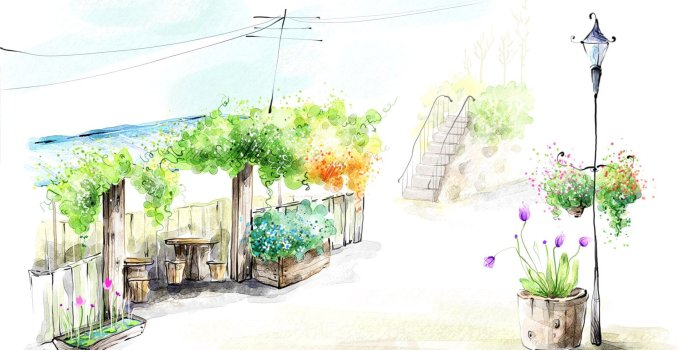 1920x1200 Art Drawing : Romantic Scene of the Seasons 1920x1200 Wallpaper 6
