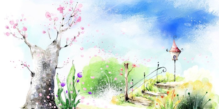 1920x1200 Art Drawing : Romantic Scene of the Seasons 1920x1200 Wallpaper 20