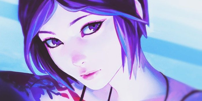 1080x1080 Purple-haired female anime character, purple dresses, purple eyes