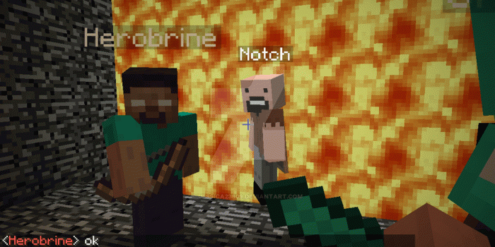 1024x768 Herobrine and Notch by jessica23809