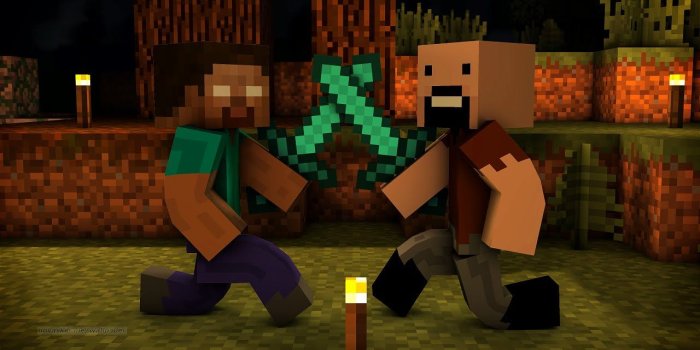 1280x720 Minecraft: Notch vs Herobrine - #1 Fight Animation