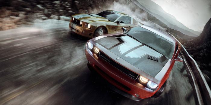 1920x1080 Red and black car wallpaper, car, road, race cars, Dodge Challenger