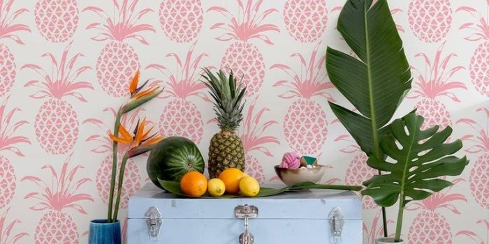 768x1087 Piña Sola Designer Wallpaper in Color Rosa 'Peachy-Pink on Soft White'