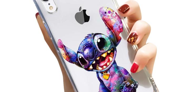 1001x1001 DISNEY COLLECTION iPhone XR Case Square Clear Transparent Cute Style Stitch  Wallpapers Reinforced Corners TPU Cushion Soft Slim Silicone Shockproof