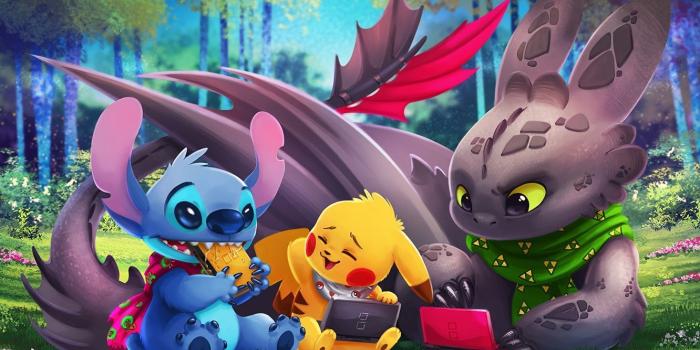 1332x850 Toothless, Stitch And Pikachu Wallpapers