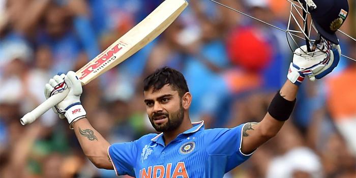 1366x768 Virat Kohli Indian Cricketer Half Century Celebrate Bleed Blue