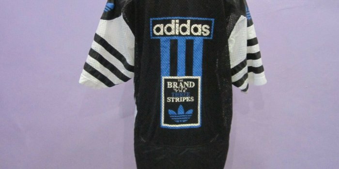 1600x1200 ADIDAS the brand with 3 stripes Big Logo Mesh Jersey T Shirt hip hop XL