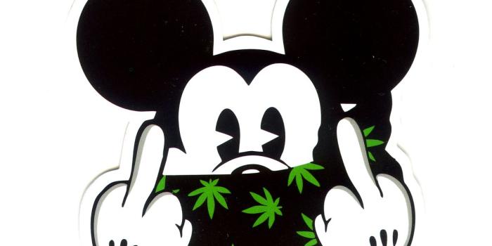 1181x1181 1279 Dope Hands Mickey Mouse Fuxk You Spoof , 8x8.5 cm, decal