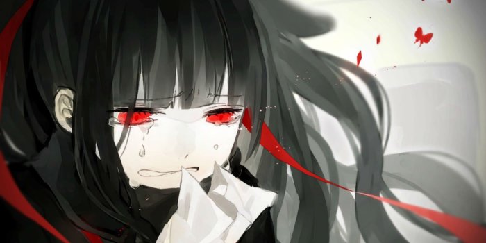 1440x1055 Azami (kagerou project) black hair butterfly close crying