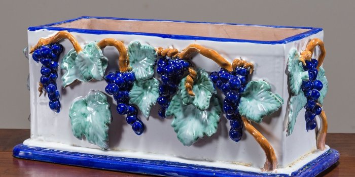 1600x1200 Vintage Italian Grape Leaf Cluster Planter Cachepot Jardiniere Amalfi Coast