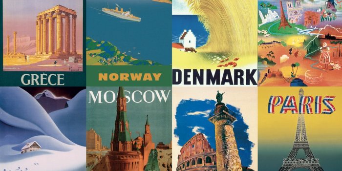 1200x1731 Vacation in Europe - Vintage Style Poster Collage