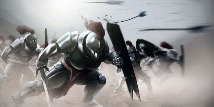 1920x1200 Wallpaper of Armor, Fight, Helmet, Knight, Shield, Sword