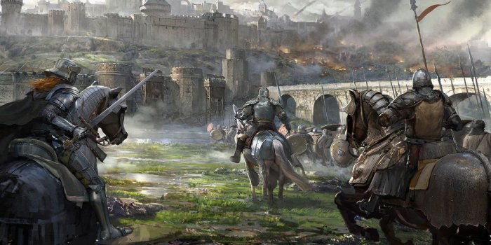 1920x1200 Wallpaper of Armor, Castle, Horse, Knight, Siege, Sword