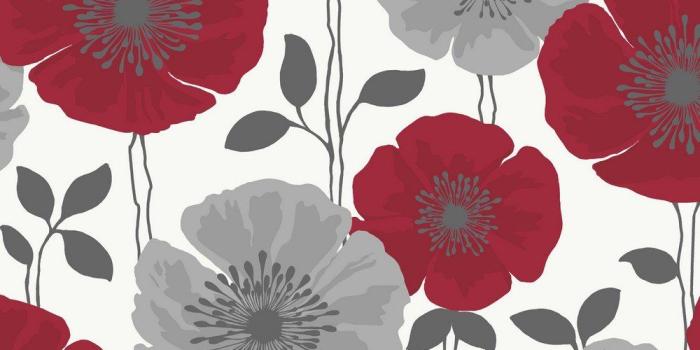 1000x1200 Red / Silver / Grey / White - FD14866 - Poppie - Fine Decor Wallpaper by  Fine Decor