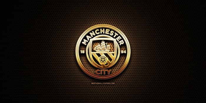 2560x1600 Download wallpapers Manchester City FC, glitter logo
