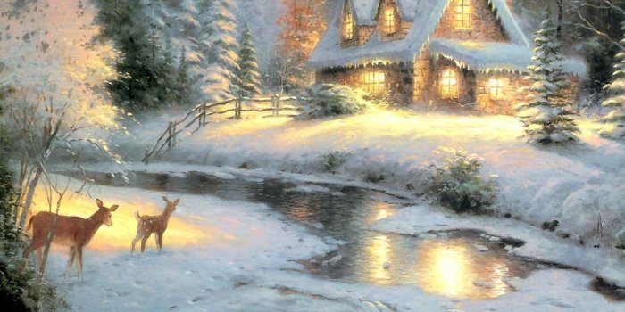 1280x1024 Thomas Kinkade Winter Desktop Background | Just Wallpapers