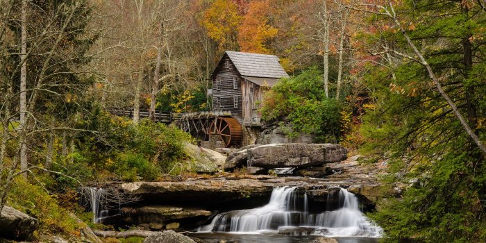 1920x1200 Nature landscapes rivers streams forest mill scenic autumn
