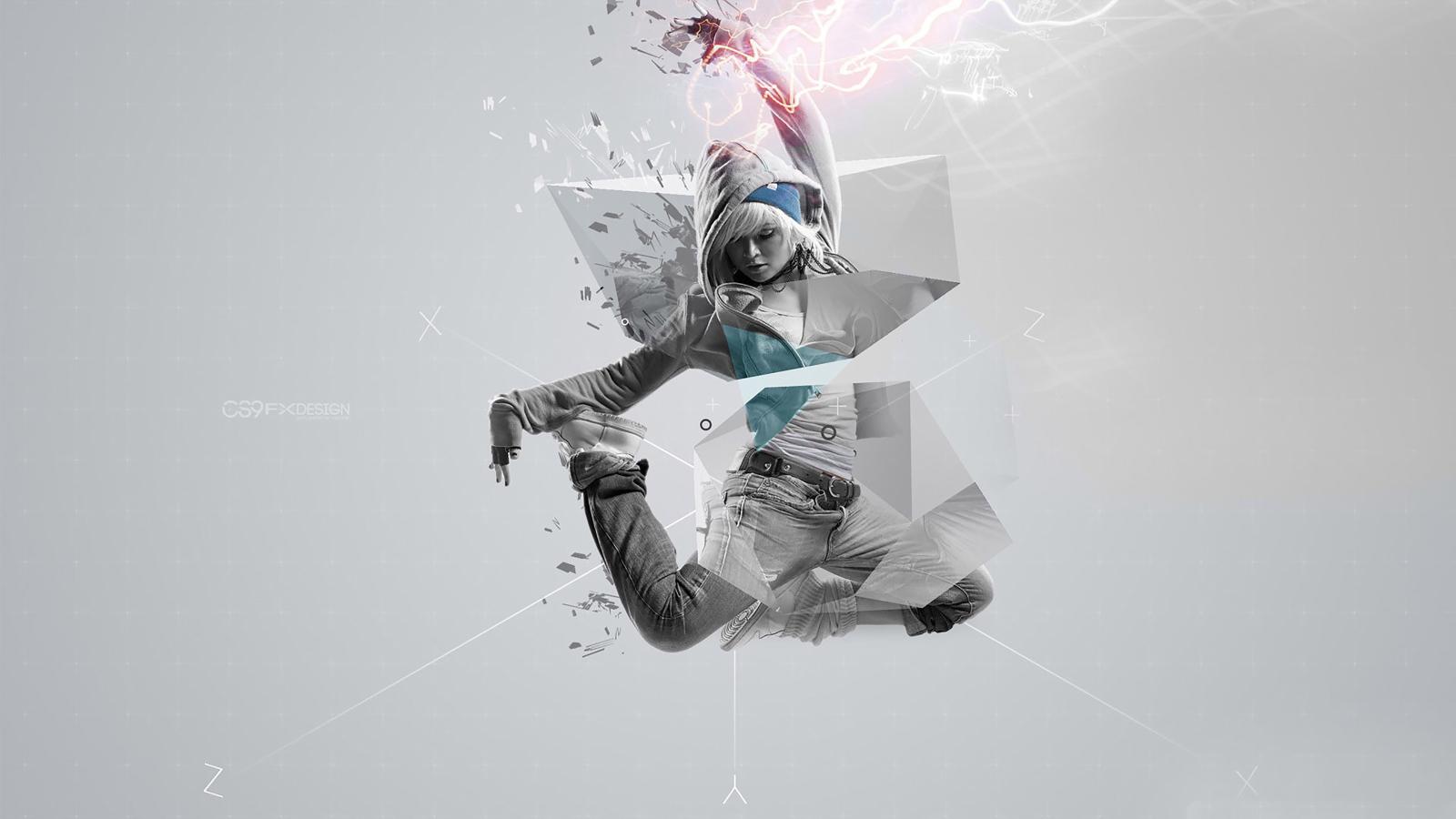 7680x4320 abstract, Cute, Particles, Dancer, Jump, Split, Humor, Hdr