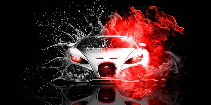 1920x1080 artwork, Veyron, Bugatti, white, red :: Wallpapers