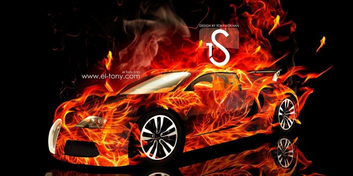 1680x1050 Fire Bugatti Wallpapers