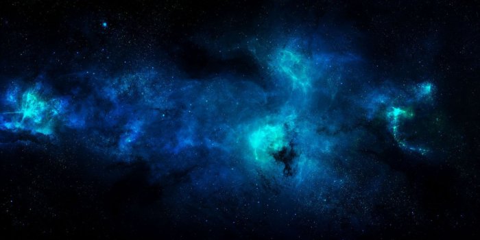1920x1080 Blue nebula illuminating the darkness of the space wallpaper
