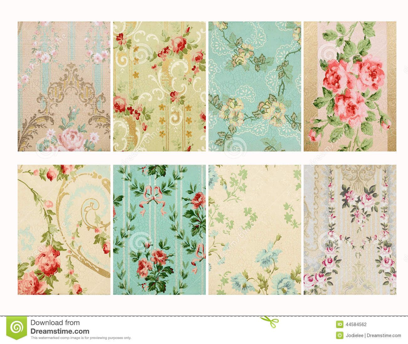 1300x1095 french+floral+wallpaper | Stock Photo: Set of Vintage french