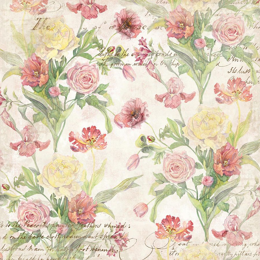 900x900 Fleurs De Pivoine - Watercolor In A French Vintage Wallpaper Style