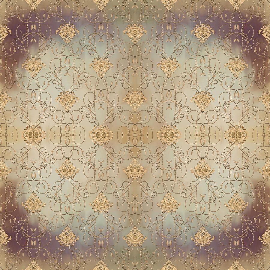 900x900 French Parisian Damask Swirl Vintage Style Wallpaper Painting by