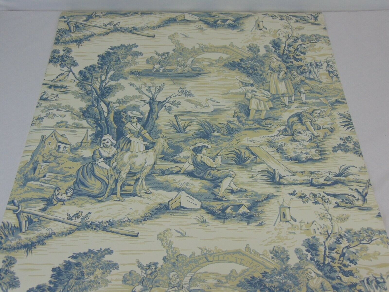 1600x1200 Vintage French Country White Floral Magnolia with Stamps Roll